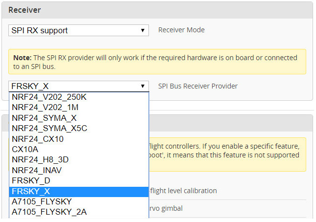 FrSky SPI RX protocol selection