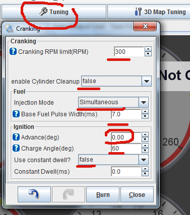 Initial Cranking Parameters