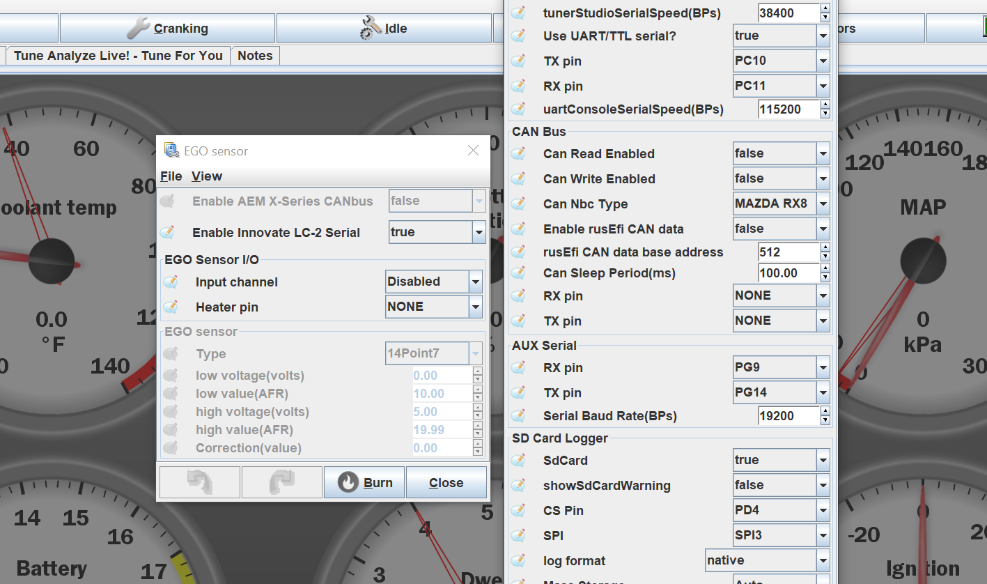 Innovate LC-2 Settings