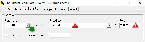 Virtual serial port