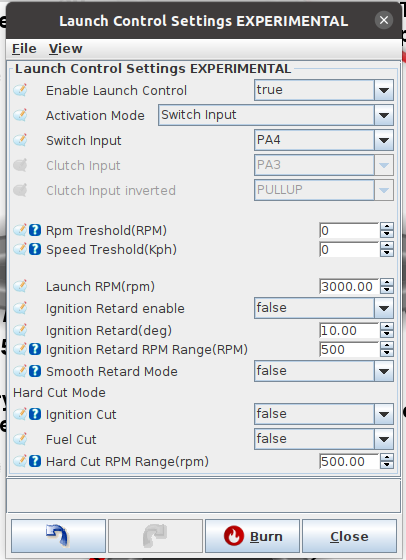 launch control settings