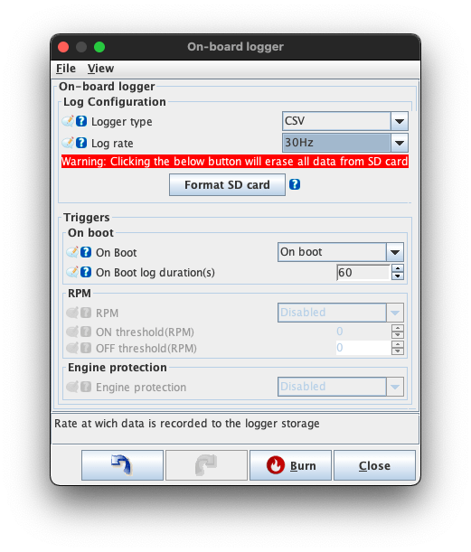 SD Logging Options