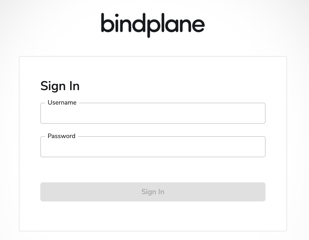 Bindplane Login page